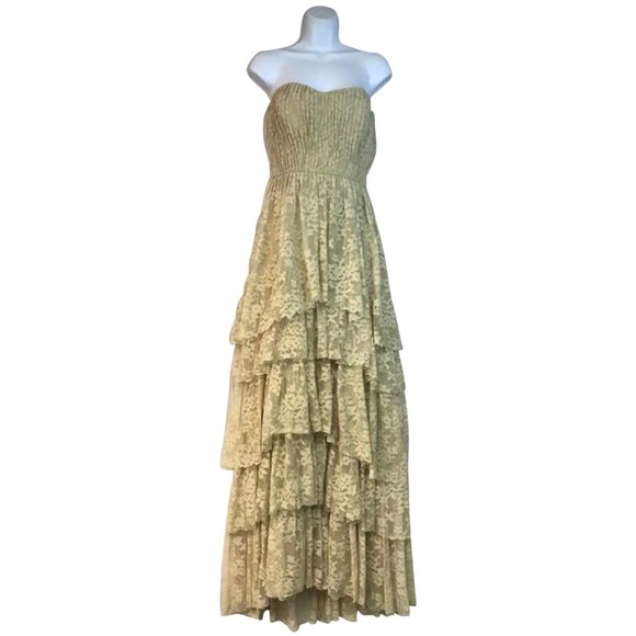 ROBERT RODRIGUEZ STRAPLESS DARK BEIGE DRESS 0